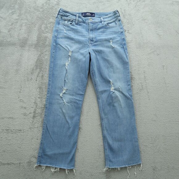 Hollister Straight Jeans Juniors Size 7 High-Rise 24" Inseam Cropped Distressed - Picture 1 of 14